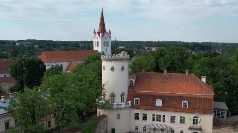Cēsis New Castle and St John’s Church above the Old Town